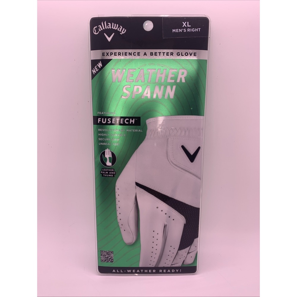 Callaway Golf Glove Men Right Hand Weather Spann White XL NEW